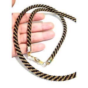 **SALE Vintage Chunky Black and Gold Twisted Long Necklace**